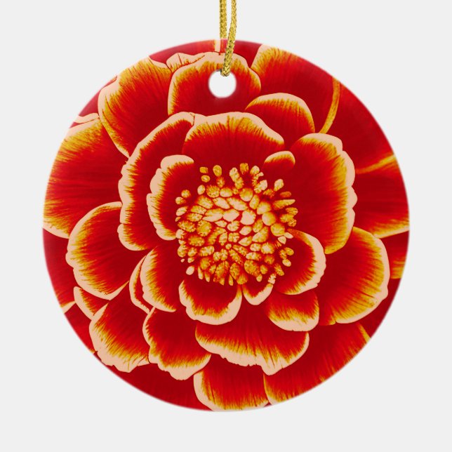 Große Blume Orange Dahlia Keramik Ornament (Vorne)