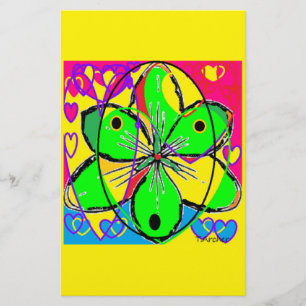 Große Blume signierte originales Kunstdesign sehr Briefpapier