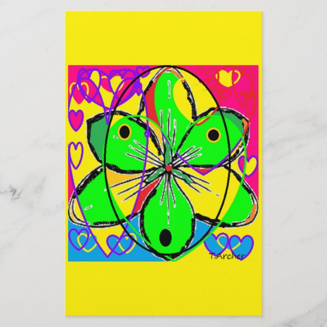 Große Blume signierte originales Kunstdesign sehr  Briefpapier (Vorderseite)