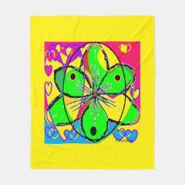 Große Blume signierte originales Kunstdesign sehr  Fleecedecke