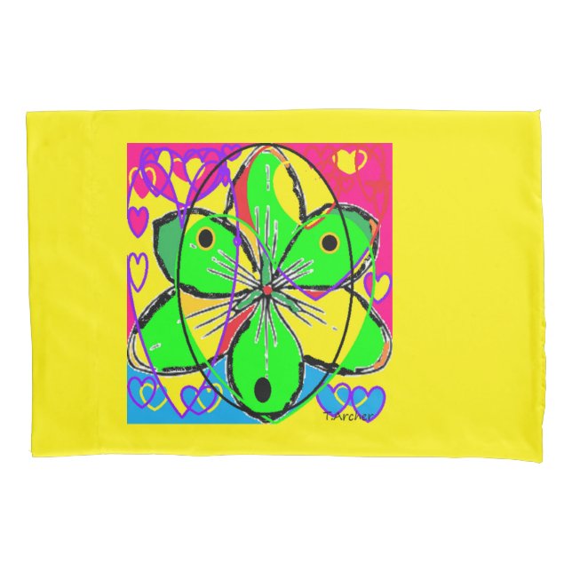 Große Blume signierte originales Kunstdesign sehr  Kissenbezug (Vorderseite)