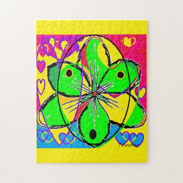 Große Blume signierte originales Kunstdesign sehr  Puzzle (Vertikal)