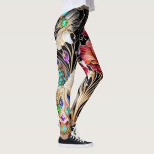 Große Blume und Edelsteine Leggings