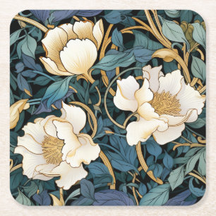 Große Blume William Morris Inspiriert Rechteckiger Pappuntersetzer