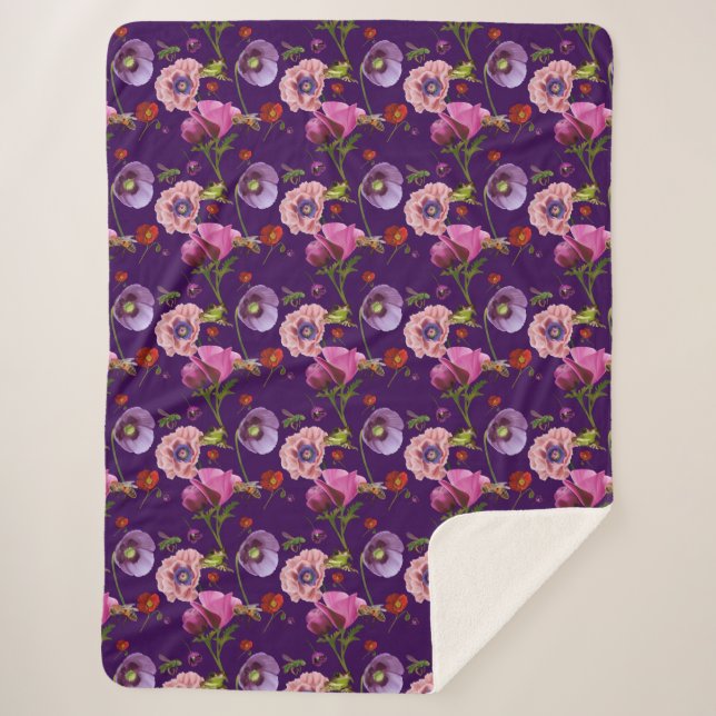 Große Blumen-Decke Sherpadecke (Vorderseite)