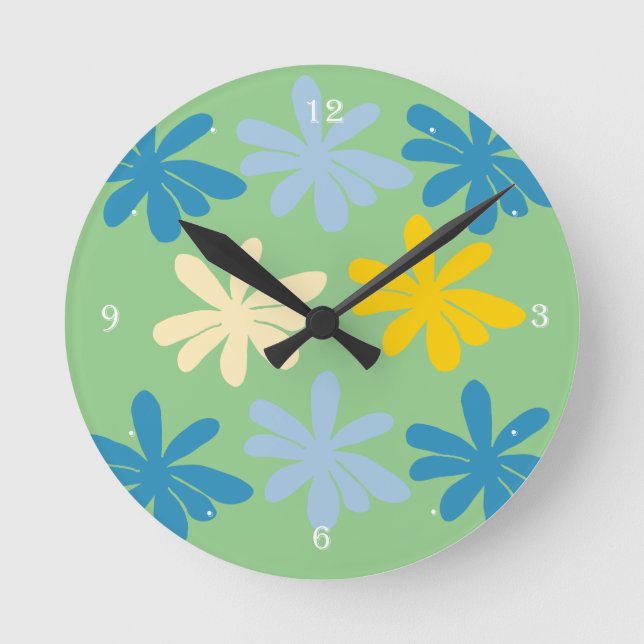 Große Blumen  Runde Wanduhr (Vorderseite)