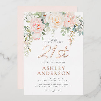 Große Blush 21. Geburtstag Party Rose Gold Folieneinladung
