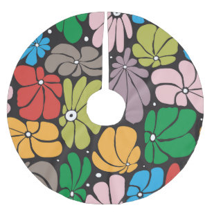 Große Blüten Retroflorieren Nahtlos Polyester Weihnachtsbaumdecke