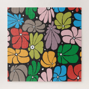 Große Blüten Retroflorieren Nahtlos Puzzle