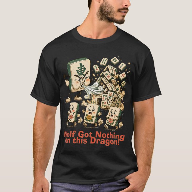 Große Böse Drache Mahjong-Kachel T-Shirt (Vorderseite)