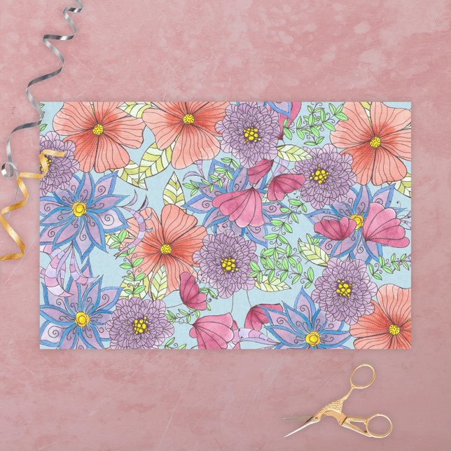 Große botanische Blume und Blätter Seidenpapier (Von Creator hochgeladen)