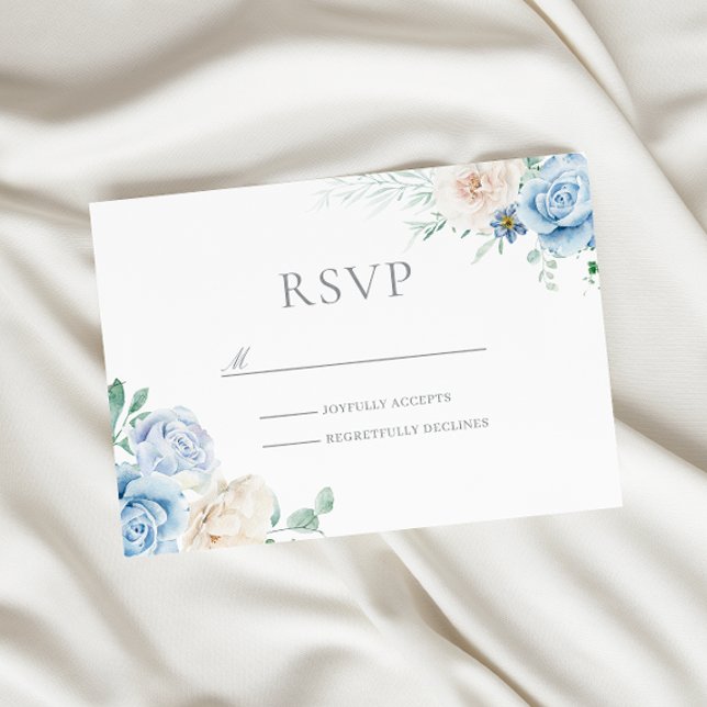 Große Botanische Hochzeit mit Blumen und Weiß RSVP Karte (Von Creator hochgeladen)