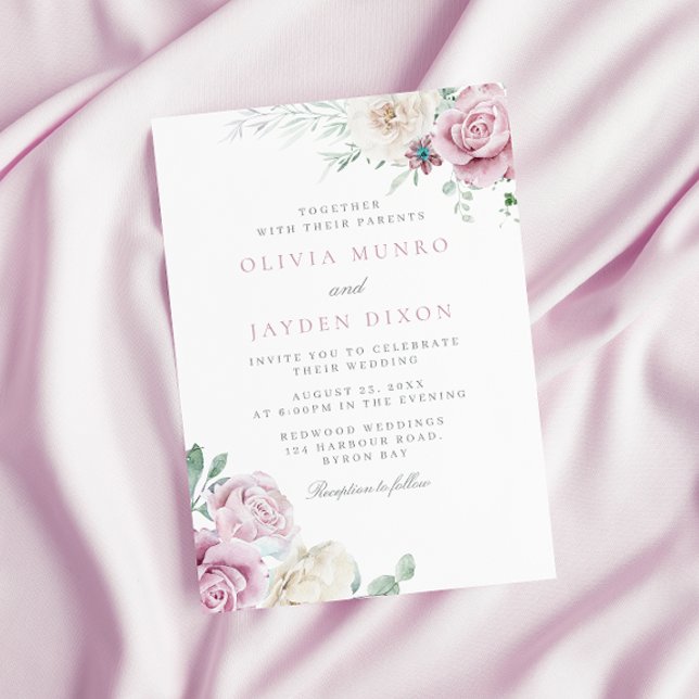 Große Botanische Hochzeit mit Blütenblüte Einladung (Von Creator hochgeladen)