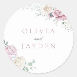 Große Botanische Hochzeit mit Blütenblüte Runder Aufkleber
