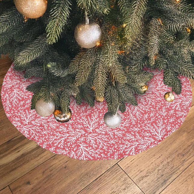 Große Branchen Red und White Juniper Weihnachten Polyester Weihnachtsbaumdecke (Von Creator hochgeladen)