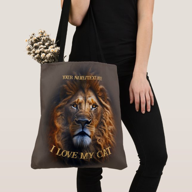 Große braune Tasche "I Liebe My Cat" Individuelle  (Von Nahem)