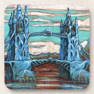 Große Brücke in einer Fantasiestadt Getränkeuntersetzer