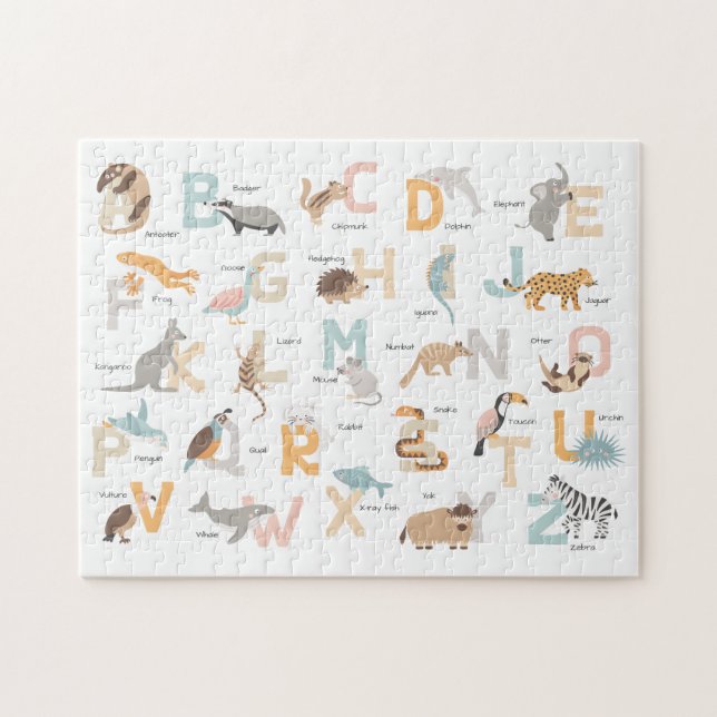 Große Buchstaben Tieralphabeten Kinder Puzzle (Horizontal)
