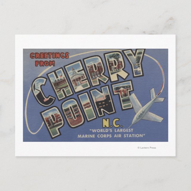 Große Buchstabenszenen - Cherry Point, NC Postkarte (Vorderseite)