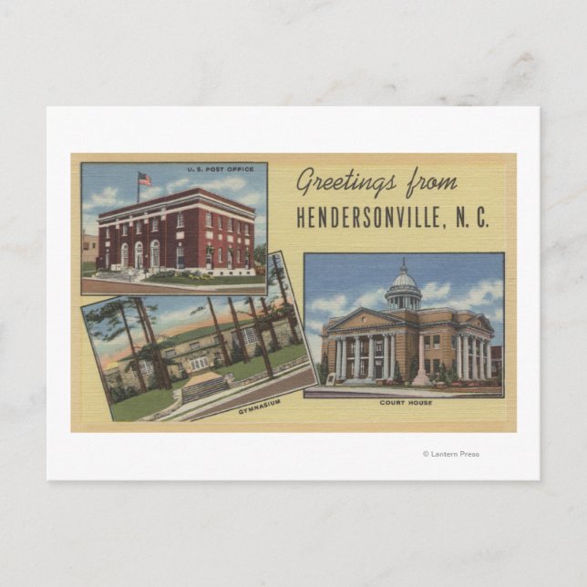Große Buchstabenszenen - Hendersonville, NC Postkarte (Vorderseite)