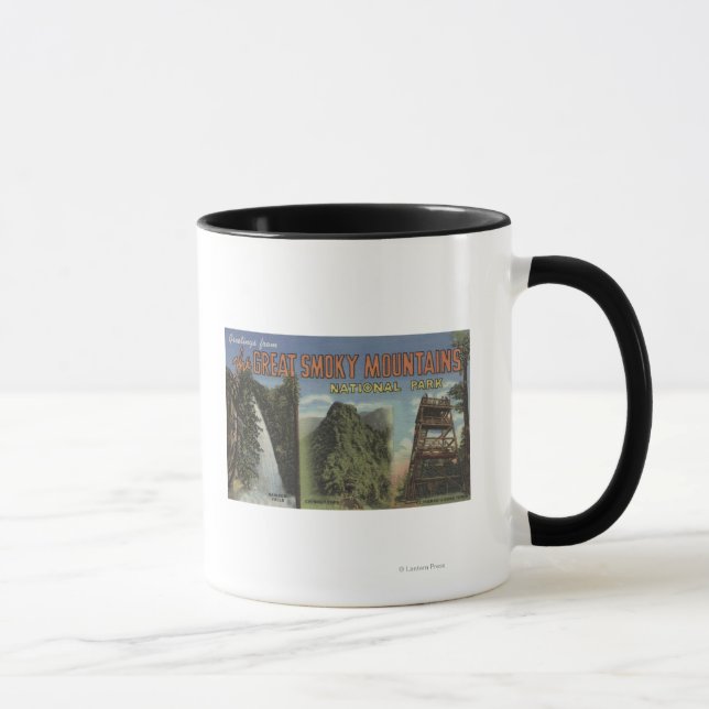 Große Buchstabenszenen - Smoky Mts. Nat'l Park, TN Tasse (Rechts)