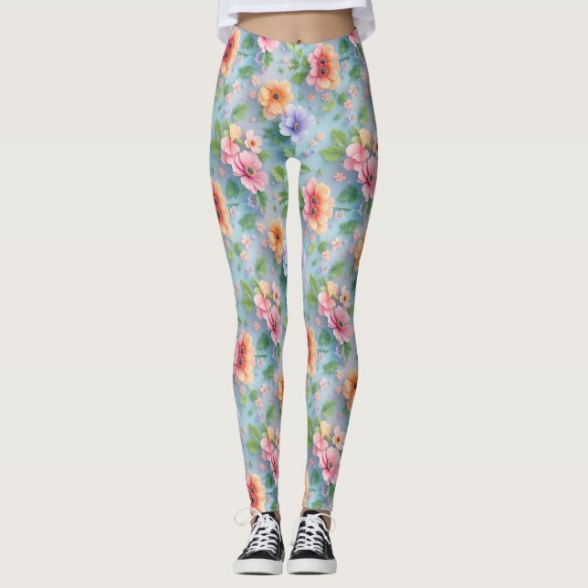 Große bunte Papierblumen Leggings (Vorderseite)