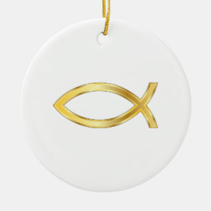 GROSSE CHRISTLICHE FISCHE KERAMIK ORNAMENT