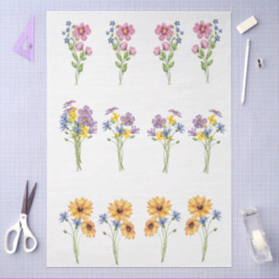 Große Cottage-Core-Floralelemente Decoupage Seidenpapier