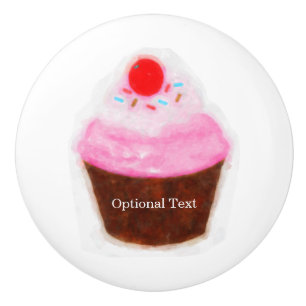 Große Cupcake & Kirsche Süße Wassermalerei Benutze Keramikknauf