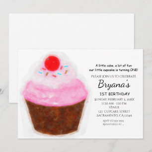 Große Cupcake- und Kirsch-Wasserfarben-Party-Einla Einladung