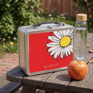 Große Daisy-Blume personalisierter Name Metall Brotdose