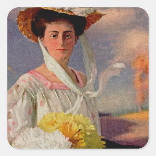 Große Dame Quadratischer Aufkleber