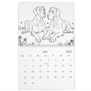 Große Däne 18-Monate Färbung Personalisiert Kalender