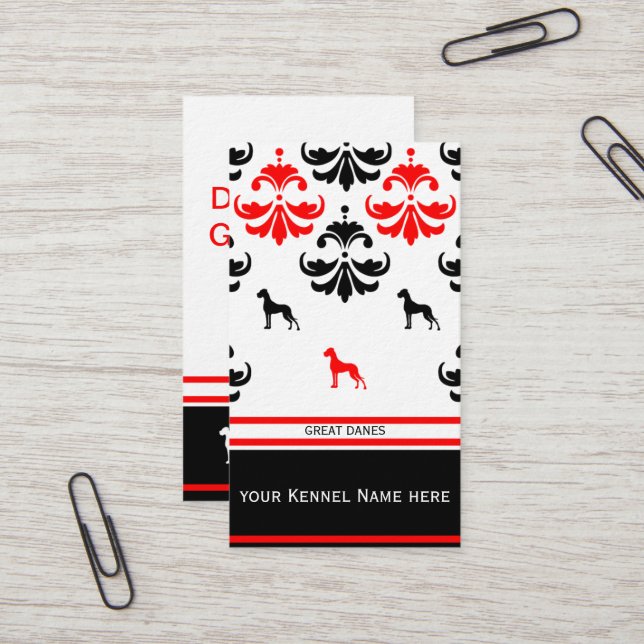 Große Dane Business Cards roter Kern Visitenkarte (Vorderseite/Rückseite Beispiel)