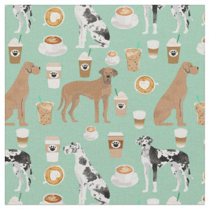 Große Dane Hunde Kaffeeliebhaber Minze Stoff