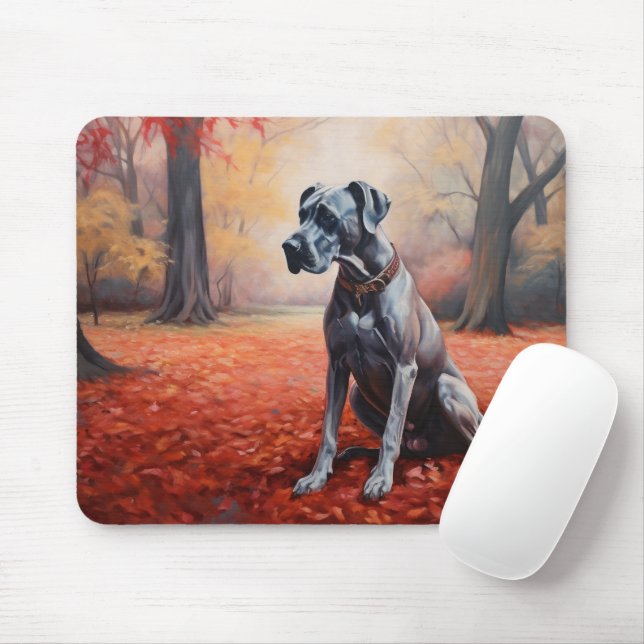 Große Däne im Herbstausfall Inspiriert Mousepad (Mit Mouse)
