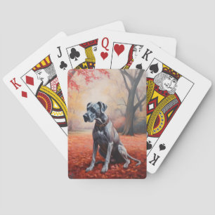 Große Däne im Herbstausfall Inspiriert Spielkarten