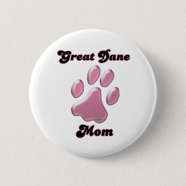 Große Dane-Mama Rosa Pawprint - Schaltfläche Button (Vorderseite)