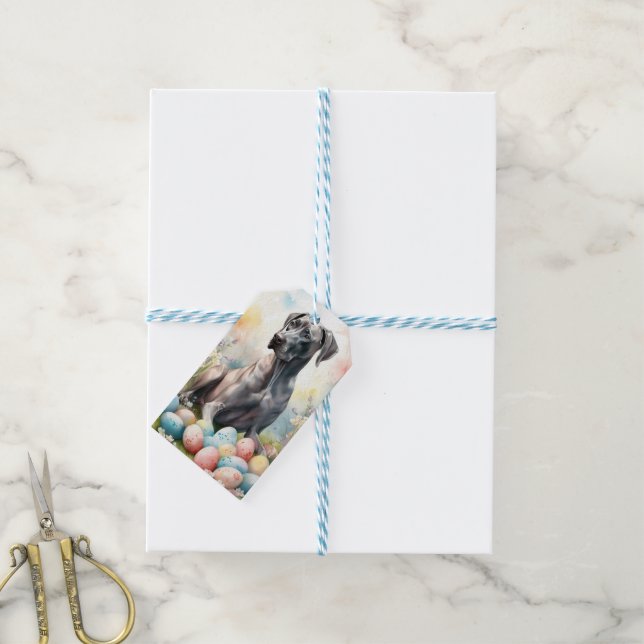 Große Däne mit Ostereiern Geschenkanhänger (Mit Garn)