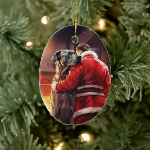 Große Dane Weihnachtsschmuck, Hunde-Gedenkgeschenk Keramik Ornament