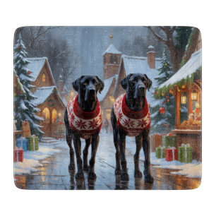 Große Dänische Hunde Weihnachten Schnee Feiertag Schneidebrett