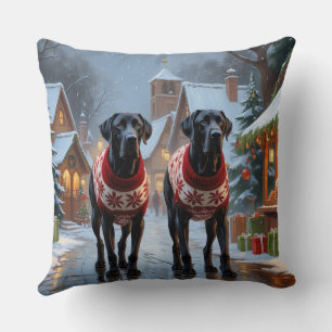 Große Dänische Hunde Weihnachten Schnee Urlaub Kissen