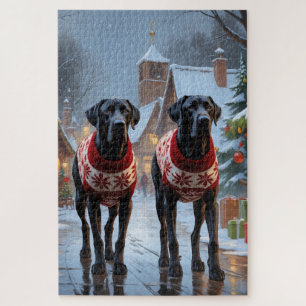Große Dänische Hunde Weihnachten Schnee Urlaub Puzzle