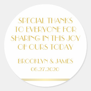 Große Dankbarkeit Gold Great Gatsby Hochzeitsticke Runder Aufkleber