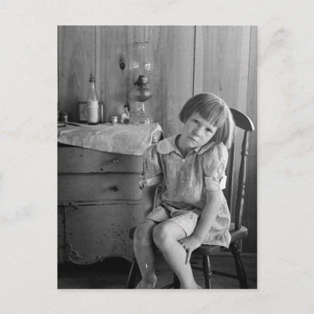 Große Depression Mädchen der 1930er Jahre Postkarte (Vorderseite)