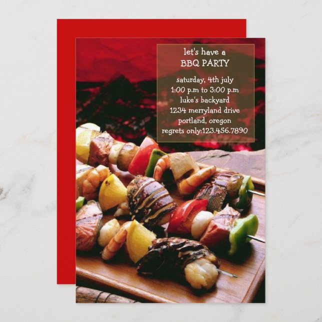 Größe der GRILLEN Party Einladung (Vorne/Hinten)