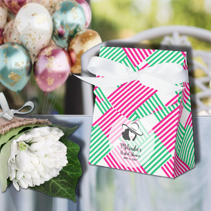 Große Derby-Hut-Dame Hot Pink Grüne Streifen Tent Geschenkschachtel