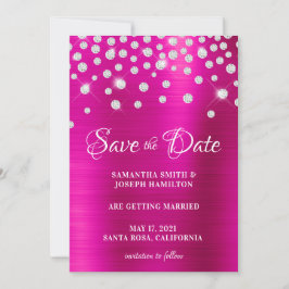 Große Diamond Confetti Hot Pink Ombre Folie Save The Date