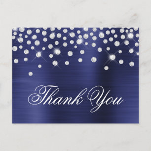 Große Diamond Confetti Navy Blue Satin Foil Postkarte