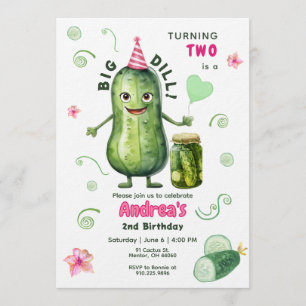 Große Dill-Gurke Mädchen Geburtstag jedes Alter Einladung